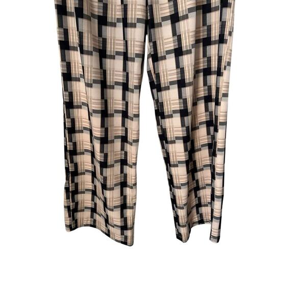 Pretty Garbage Pants Womens Size L Black Beige Checkered Plaid Wide Leg Boho - Picture 3 of 16